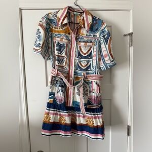 FARM Rio Pink and Orange Patterned Dress